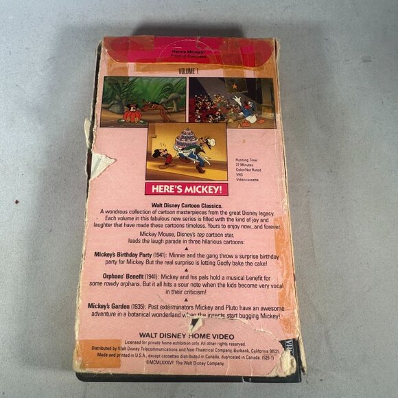 Heres Mickey! 1941 VHS Cartoon Classics Walt Disney - Picture 2 of 3